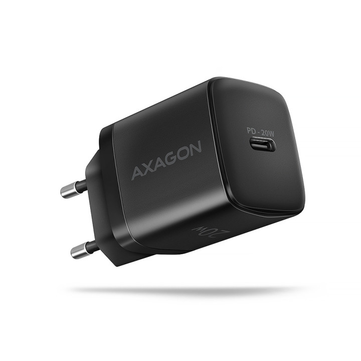 Axagon ACU-PD20 wall charger 1x QC3.0 AFC FCP PD type-C, 20W, black Telemóvel, Tablet, Universal, Relógio Preto AC Carregamento