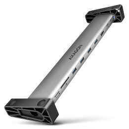 Axagon HMC-10HLS base & duplicador de portas Com fios USB 3.2 Gen 1 (3.1 Gen 1) Type-C Preto, Cinzento