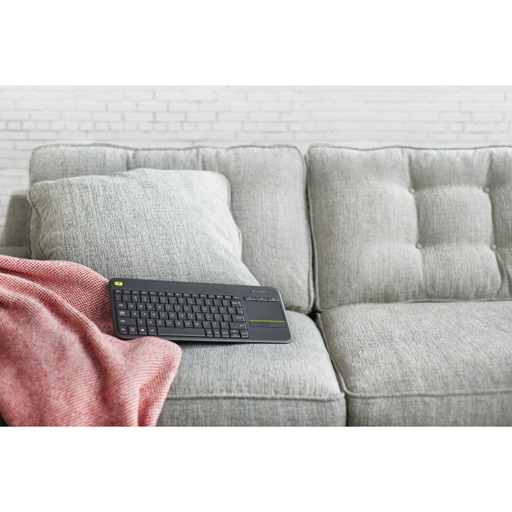 Logitech K400 Plus Tv teclado Casa RF Wireless QWERTY Espanhol Preto