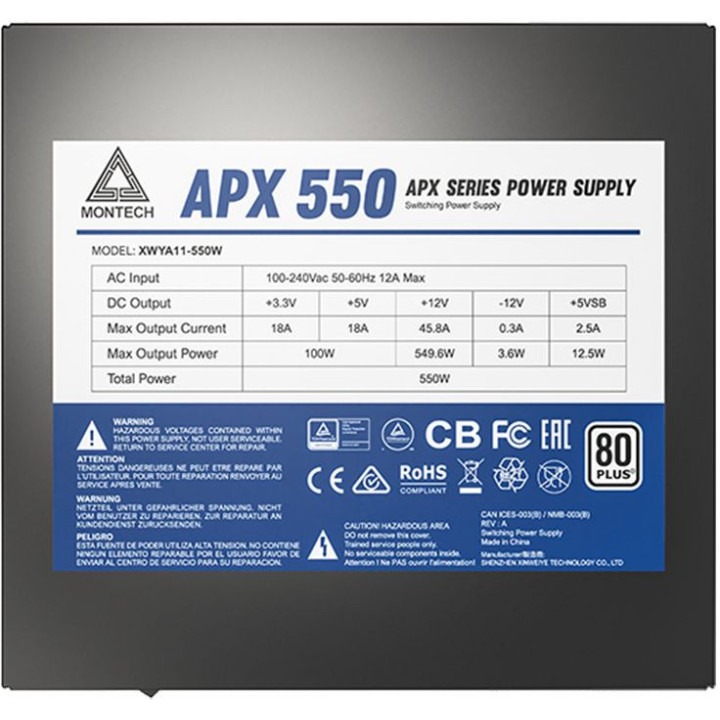Fonte Montech APX550 550W 80 PLUS