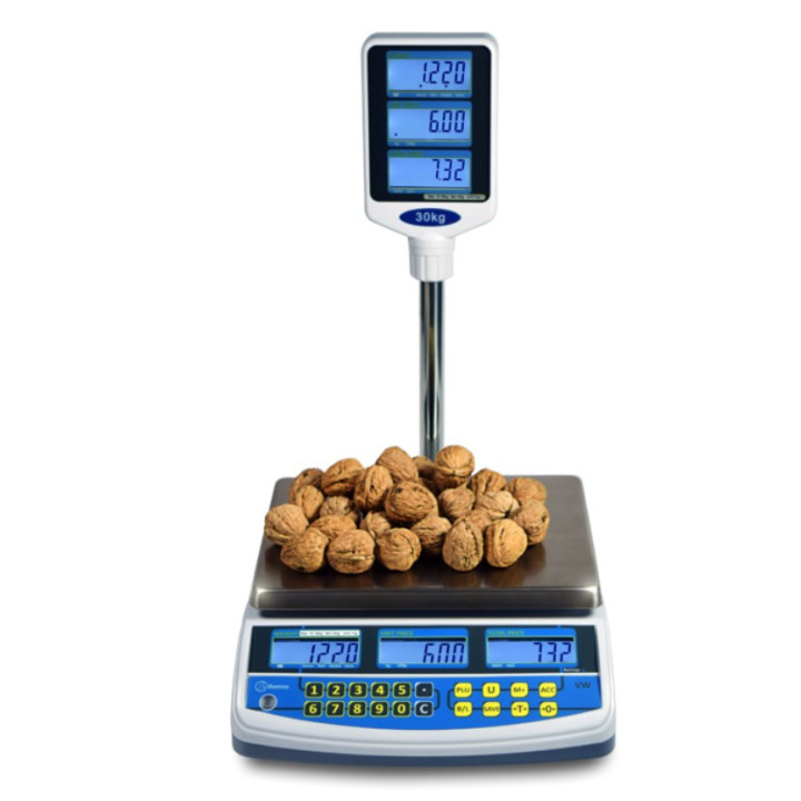 Balança DDIGITAL VW15/30 - 15Kg/5Gr 30Kg/10Gr c/ Bateria & Coluna - RS232