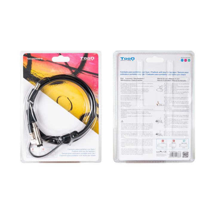 TooQ TQCLKC0045-G cadeado antirroubo Cinzento 1,5 m