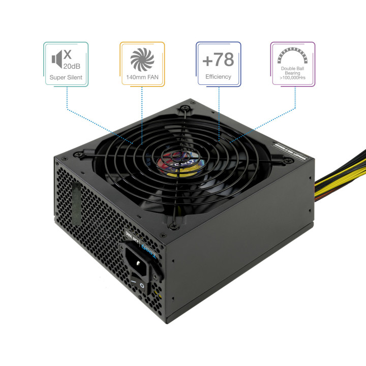 TooQ TQAPOLO-650SP fonte de alimentação 650 W 20+4 pin ATX ATX Preto