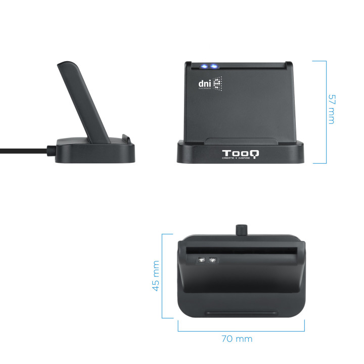 TooQ TQR-220B leitor de smart card Interior USB USB 2.0 Preto