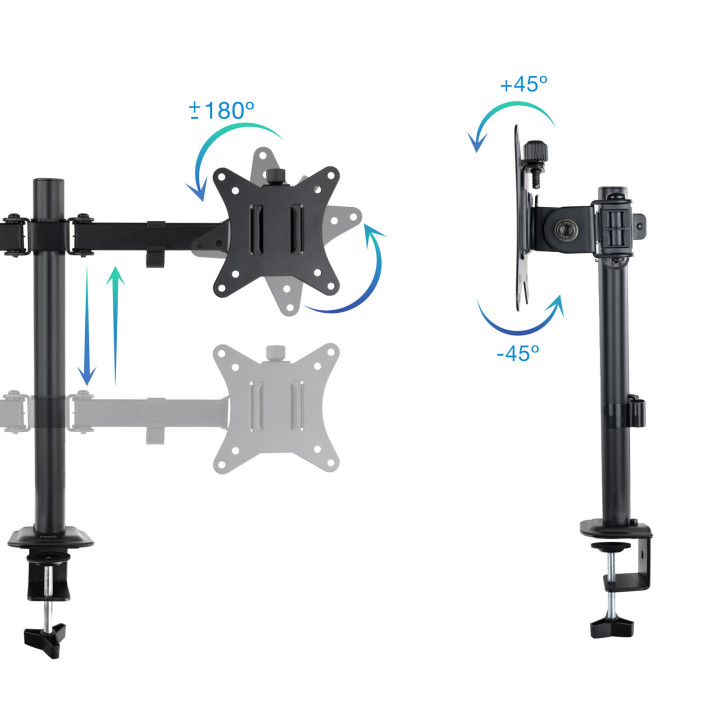 TooQ DB1802TN-B montagem e suporte para monitores 68,6 cm (27") Secretária Preto