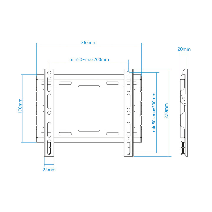 TooQ LP1043F-B suporte para TV 109,2 cm (43") Preto