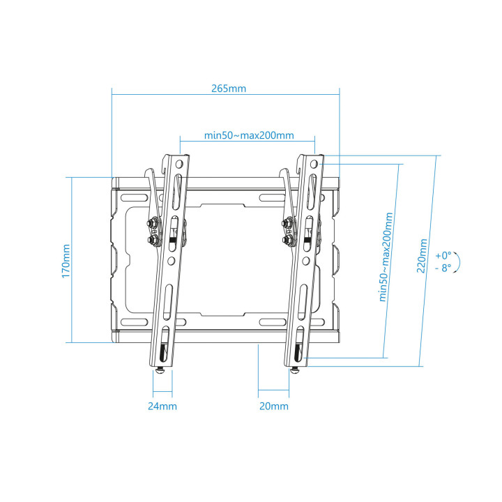 TooQ LP1044T-B suporte para TV 109,2 cm (43") Preto