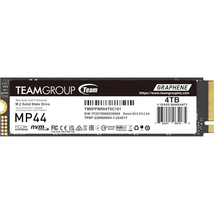 SSD M.2 PCIe 4.0 NVMe Team Group 4TB MP44-7400R/7000W-650/660K IOPS