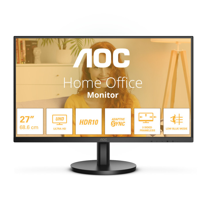 AOC B3 U27B3M monitor de ecrã 68,6 cm (27") 3840 x 2160 pixels 4K Ultra HD LCD Preto