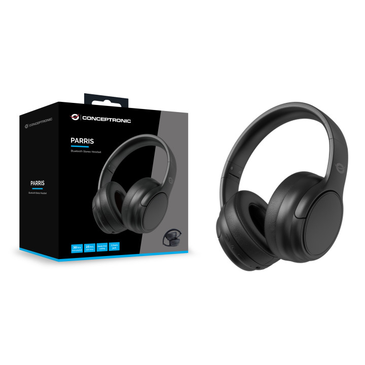 Conceptronic PARRIS03B auscultador Auscultadores Com fios e sem fios Fita de cabeça Chamadas Música Bluetooth Preto