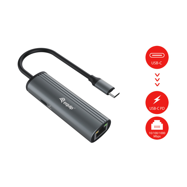 Equip 133486 base & duplicador de portas USB Type-C Preto, Cinzento