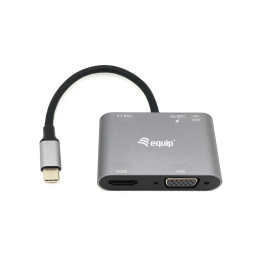 Equip 133483 base & duplicador de portas Com fios USB 3.2 Gen 1 (3.1 Gen 1) Type-C Preto, Cinzento