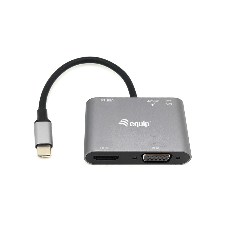 Equip 133483 base & duplicador de portas Com fios USB 3.2 Gen 1 (3.1 Gen 1) Type-C Preto, Cinzento