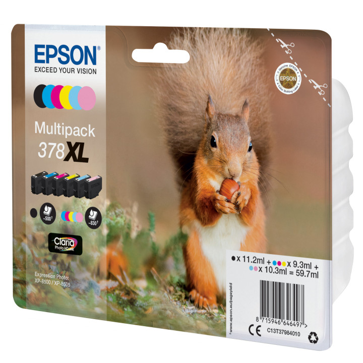 Epson Squirrel 378XL tinteiro 1 unidade(s) Original Rendimento alto (XL) Preto, Ciano, Ciano claro, Magenta, Magenta claro,