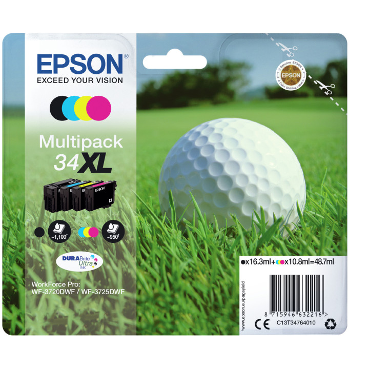 Epson Golf ball C13T34764020 tinteiro 1 unidade(s) Original Rendimento alto (XL) Preto, Ciano, Magenta, Amarelo