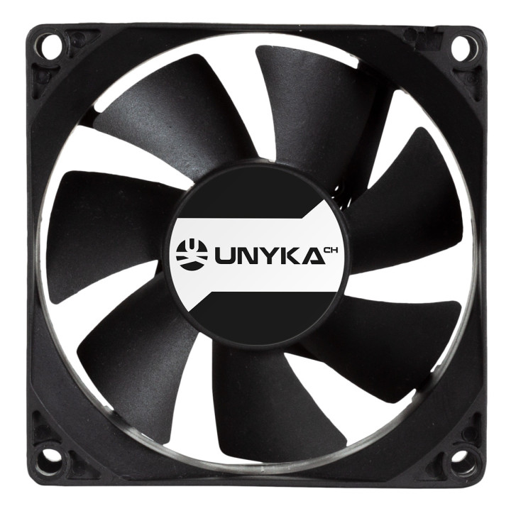 UNYKAch 80.80.25 Sistema de Arrefecimento de Computador Caixa de computador Ventoinha 8 cm Preto