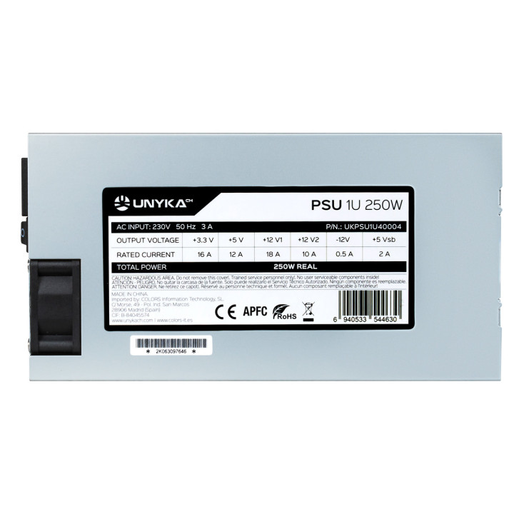 UNYKAch UKPSU1U40004 fonte de alimentação 250 W 20+4 pin ATX Flex ATX Prateado