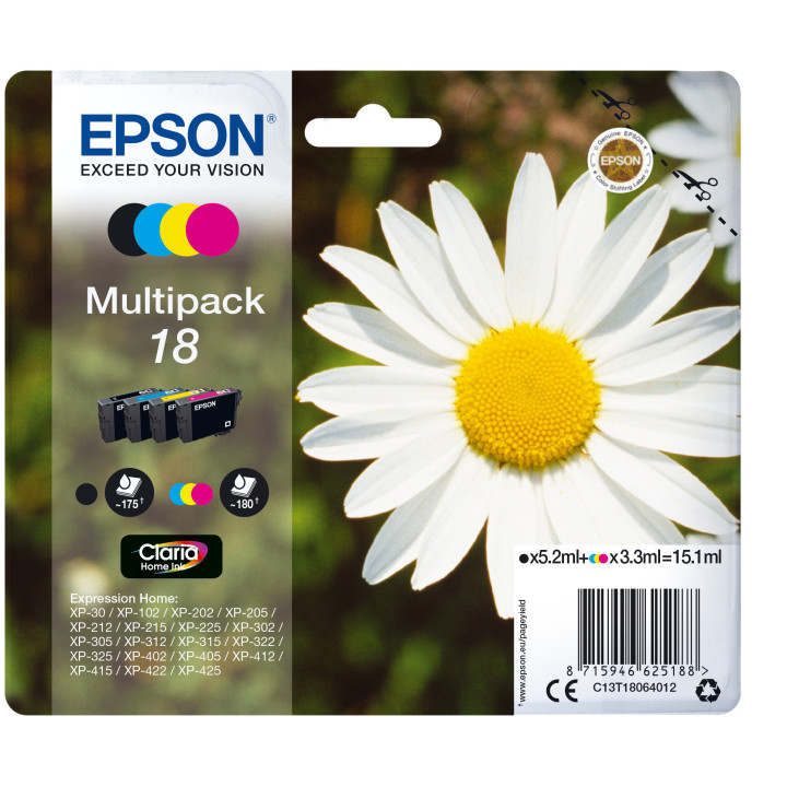 Epson Daisy C13T18064022 tinteiro 1 unidade(s) Original Preto, Ciano, Magenta, Amarelo