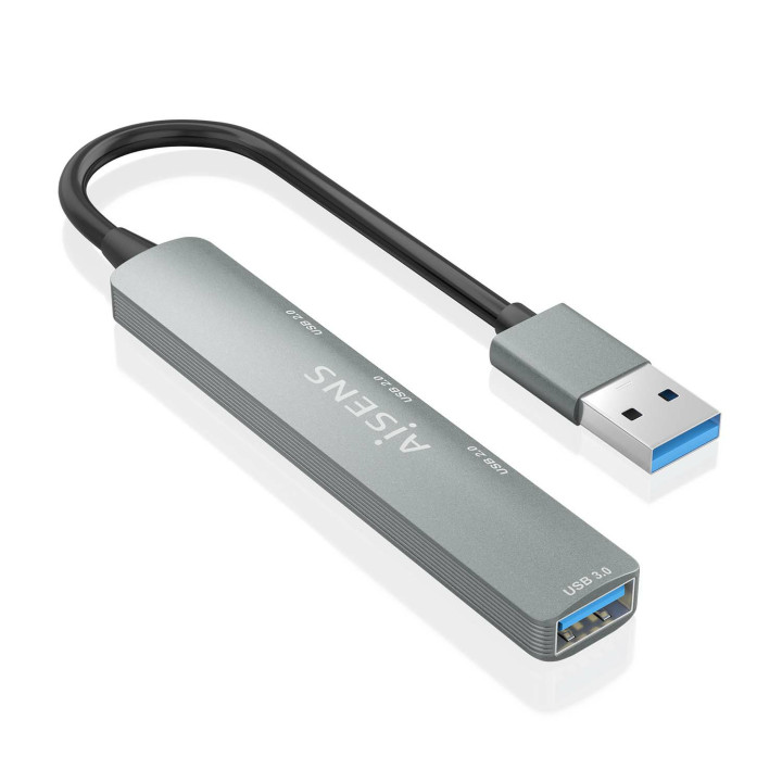 AISENS A106-0859 hub de interface USB 3.2 Gen 1 (3.1 Gen 1) Type-A 5000 Mbit s Cinzento
