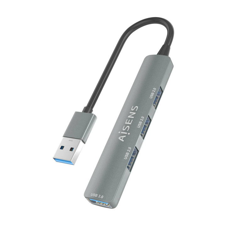 AISENS A106-0859 hub de interface USB 3.2 Gen 1 (3.1 Gen 1) Type-A 5000 Mbit s Cinzento