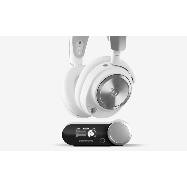 Steelseries Arctis Nova Pro Wireless Auscultadores Com fios e sem fios Fita de cabeça Jogos Bluetooth Prateado, Branco