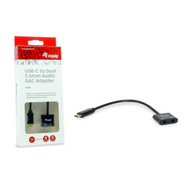 Adaptador Equip USB-C p/ 2x3.5mm Áudio DAC 15cm Preto