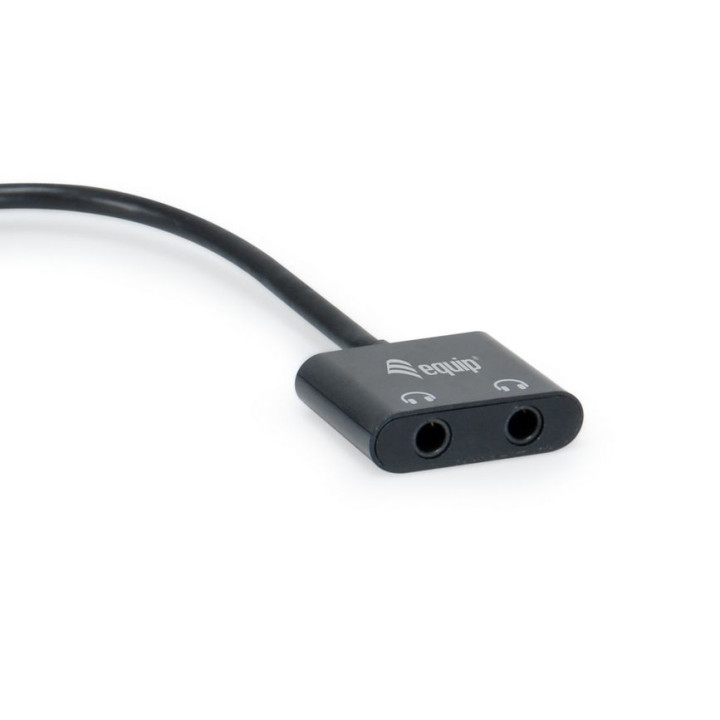 Adaptador Equip USB-C p/ 2x3.5mm Áudio DAC 15cm Preto