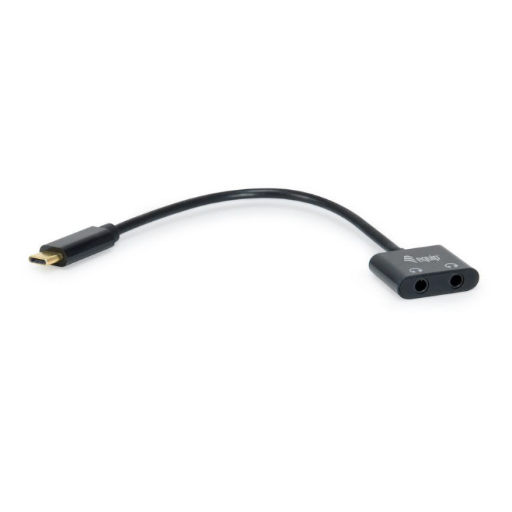 Adaptador Equip USB-C p/ 2x3.5mm Áudio DAC 15cm Preto