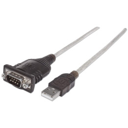 Manhattan 205153 cabo de série Preto, Transparente 0,45 m USB A Serial COM RS232 DB9