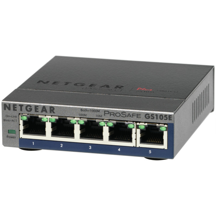 NETGEAR GS105E-200PES switch de rede Gerido L2 L3 Gigabit Ethernet (10 100 1000) Cinzento