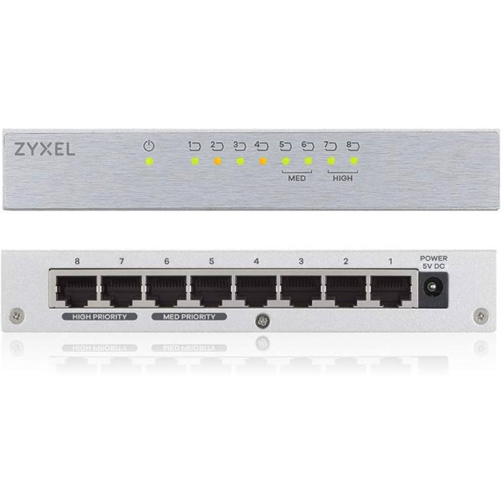 Switch Zyxel GS-108B V3 Não-gerido L2+ 8 portas Gigabit Ethernet (10/100/1000) Prateado