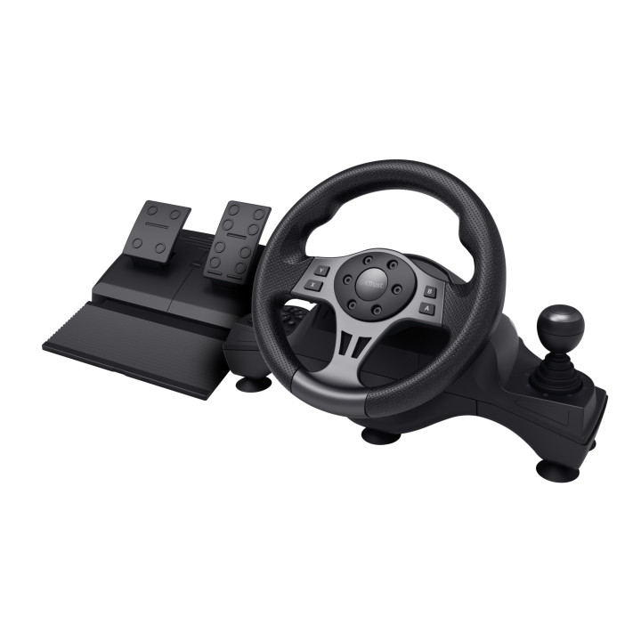 Trust GXT 289 Movi Preto USB Volante + Pedais Nintendo Switch, PlayStation 4, Xbox One S, Xbox One X, Xbox Series S, Xbox