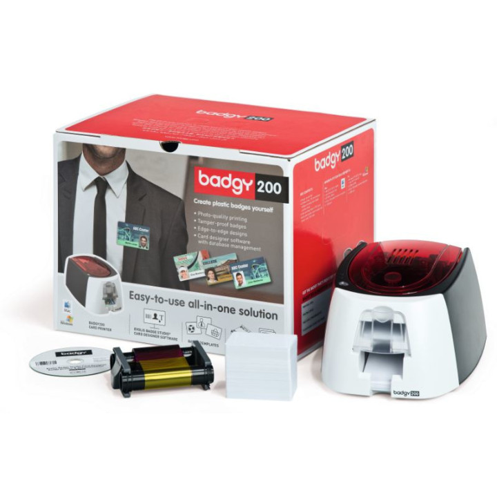 Evolis Badgy200 impressora de cartões plásticos Sublimação de cor transferência térmica Cor 260 x 300 DPI