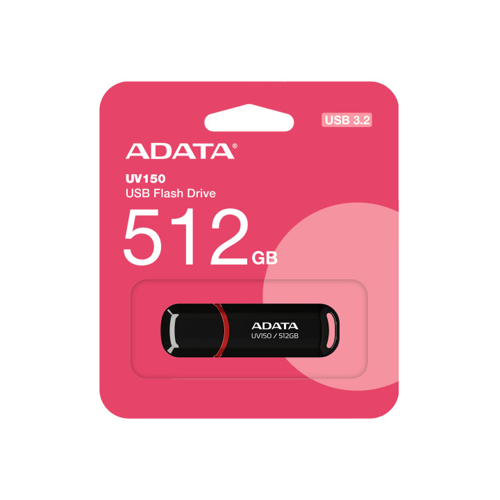 ADATA UV150 unidade de memória USB 512 GB USB Type-A 3.2 Gen 1 (3.1 Gen 1) Preto, Vermelho