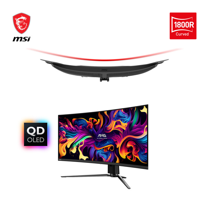 MSI MAG 341CQPDE QD-OLED monitor de ecrã 86,4 cm (34") 3440 x 1440 pixels UltraWide Quad HD QDOLED Preto