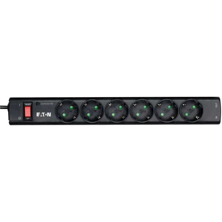 Tomada EATON Protection Strip 6 Tel@ DIN Preto