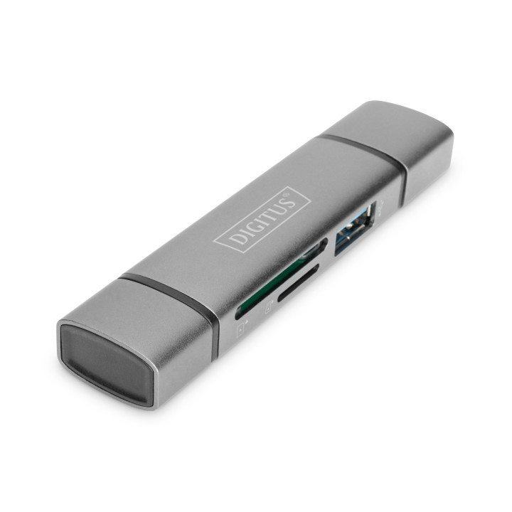 Digitus DA-70886 leitor de cartões USB 3.2 Gen 1 (3.1 Gen 1) Type-A Type-C Alumínio