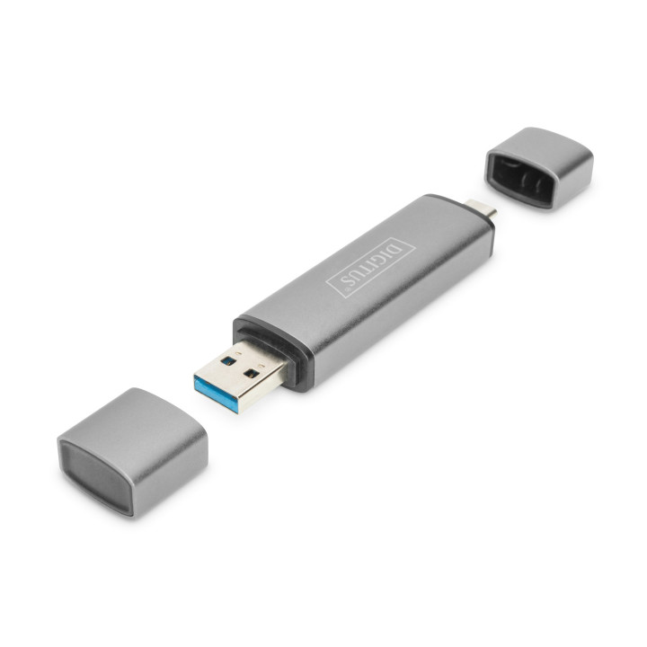 Digitus DA-70886 leitor de cartões USB 3.2 Gen 1 (3.1 Gen 1) Type-A Type-C Alumínio