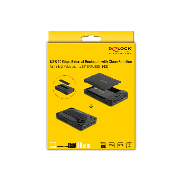DeLOCK 42020 Caixa para Discos Rígidos Compartimento HDD SSD Preto 2.5"