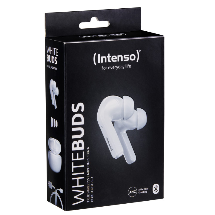 Intenso White Buds T302A Auscultadores True Wireless Stereo (TWS) Intra-auditivo Chamadas Música Desporto Dia-a-dia USB Type-C