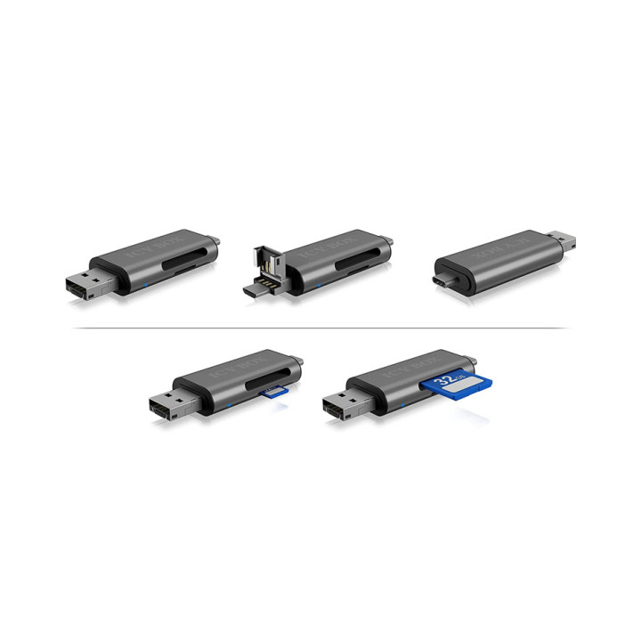 ICY BOX IB-CR200-C leitor de cartões USB 2.0 Preto