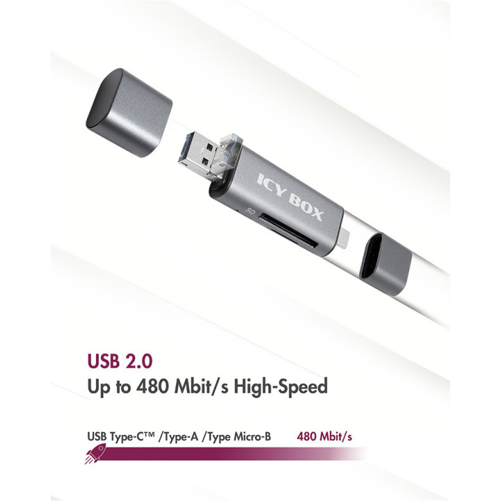 ICY BOX IB-CR200-C leitor de cartões USB 2.0 Preto