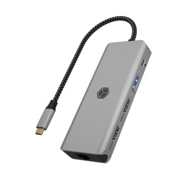 ICY BOX IB-DK4012-CPD Com fios USB 3.2 Gen 1 (3.1 Gen 1) Type-C Antracite, Preto