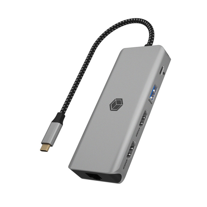 ICY BOX IB-DK4012-CPD Com fios USB 3.2 Gen 1 (3.1 Gen 1) Type-C Antracite, Preto
