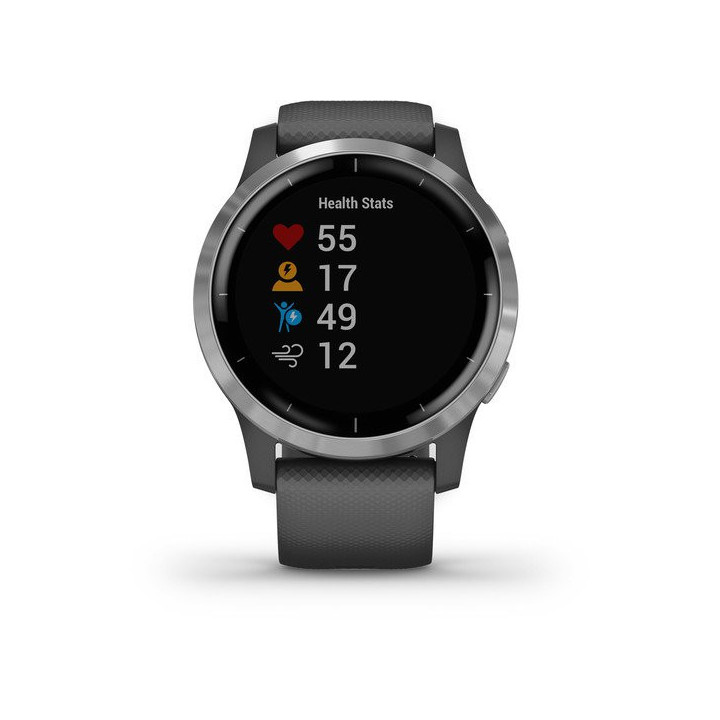Garmin vívoactive 4 3,3 cm (1.3") MIP 45 mm Digital 260 x 260 pixels Ecrã táctil Prateado Wi-Fi GPS
