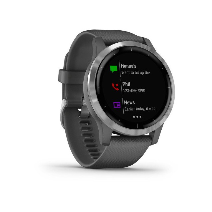 Garmin vívoactive 4 3,3 cm (1.3") MIP 45 mm Digital 260 x 260 pixels Ecrã táctil Prateado Wi-Fi GPS