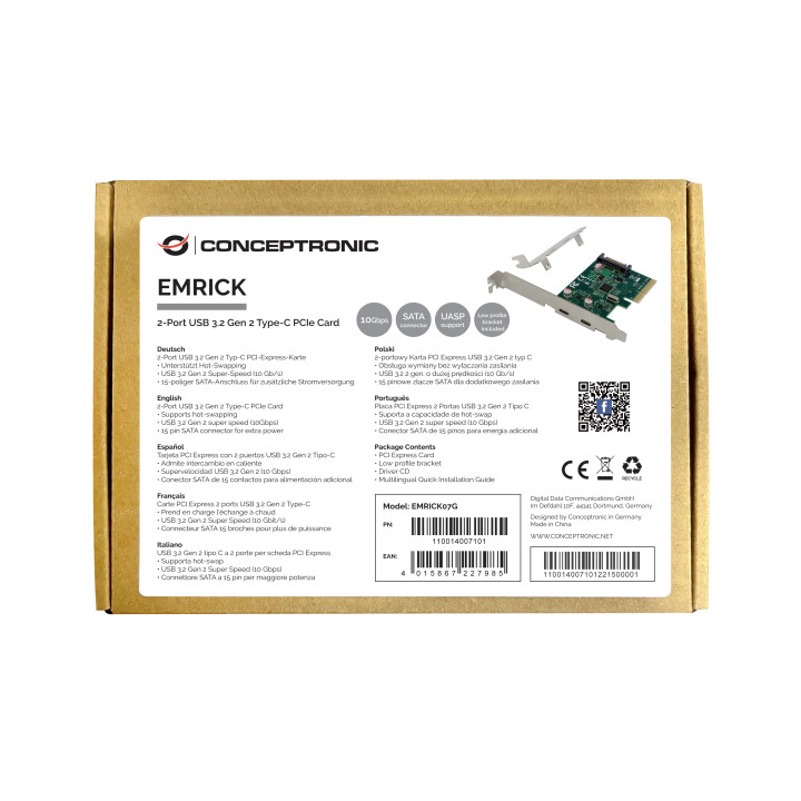 Conceptronic EMRICK07G placa adaptador de interface Interno USB 3.2 Gen 2 (3.1 Gen 2)