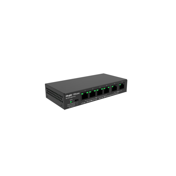 Ruijie Networks RG-ES106D-P V2 switch de rede Não-gerido Fast Ethernet (10 100) Power over Ethernet (PoE) Preto