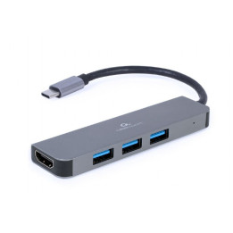 Gembird A-CM-COMBO2-01 base & duplicador de portas USB 3.2 Gen 1 (3.1 Gen 1) Type-C Cinzento