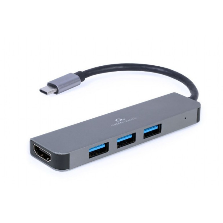 Gembird A-CM-COMBO2-01 base & duplicador de portas USB 3.2 Gen 1 (3.1 Gen 1) Type-C Cinzento